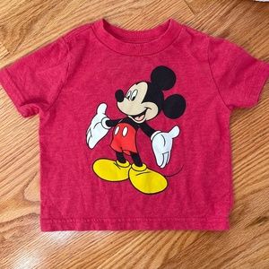 Disney‎ Red Short Sleeve Mickey Mouse Shirt Sz 12M